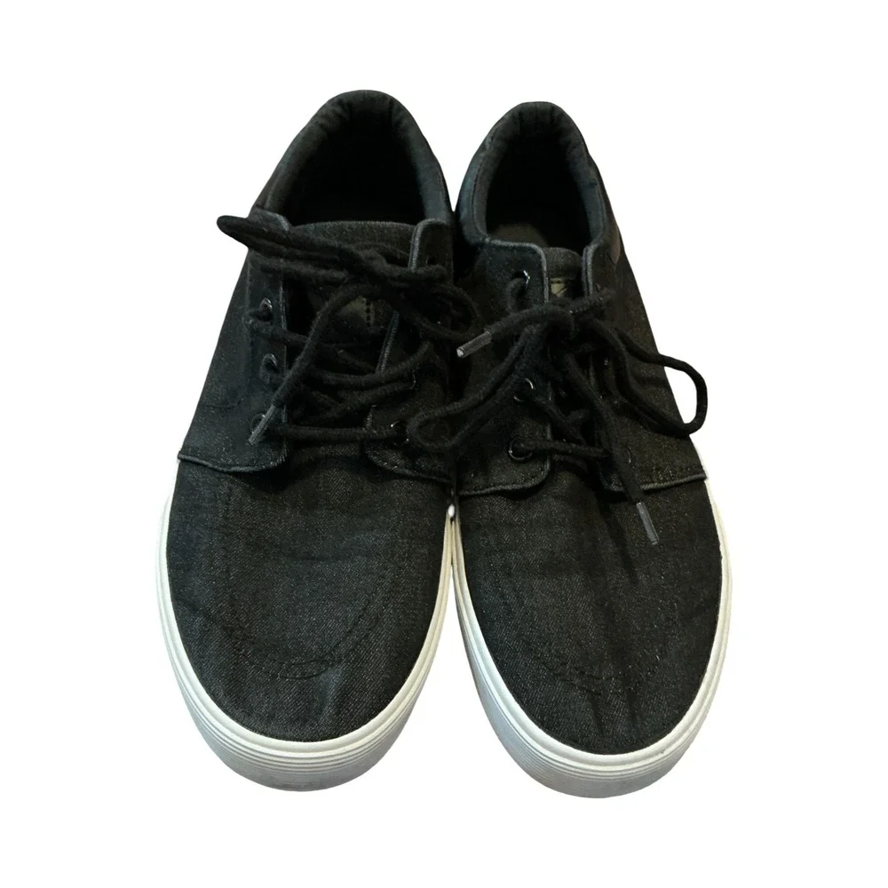 St Johns Bay Bryce Mens 8.5 Black Denim Low‎ Top Sneakers 016-6156 Skate Shoes
